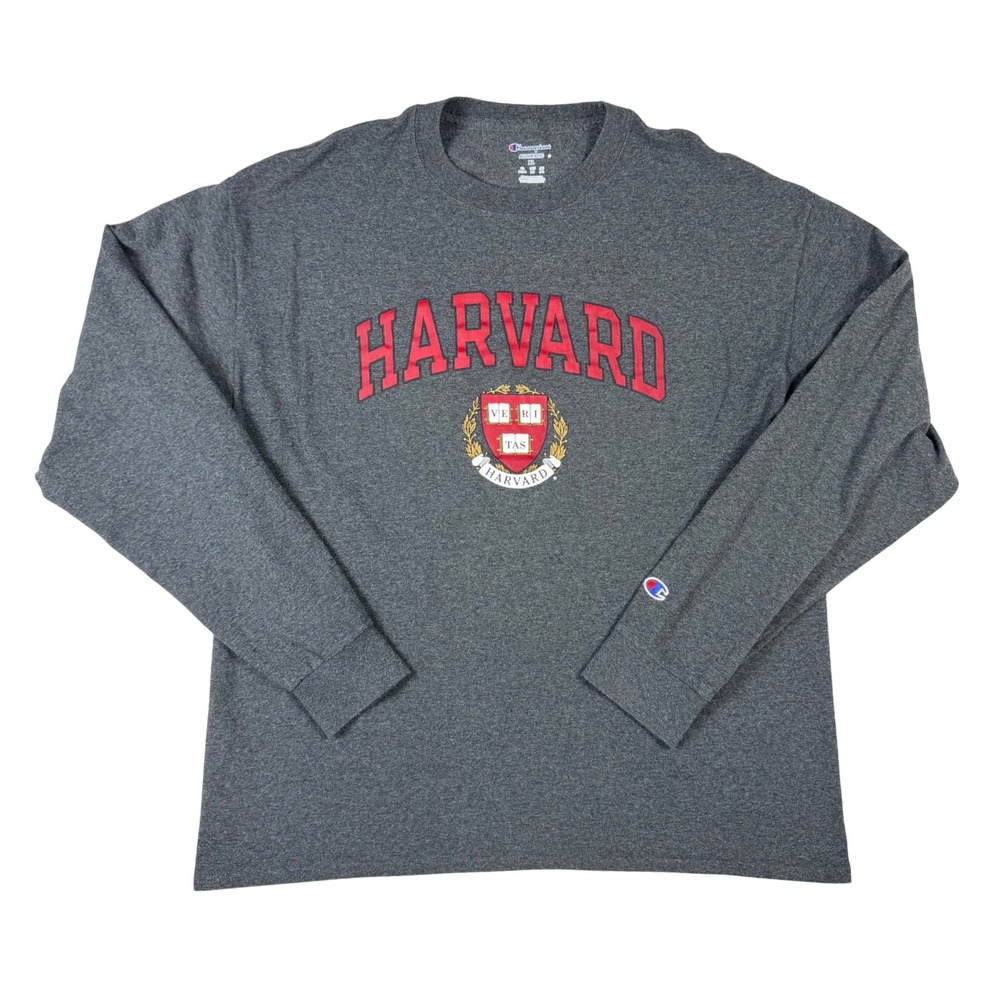 Champion Harvard University‎ T-Shirt Mens XL Grey Excellent Long Sleeve Crest